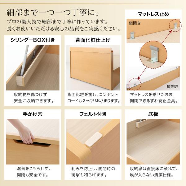 組立設置付 国産跳ね上げ収納ベッド レナーチ ナチュラル 薄型