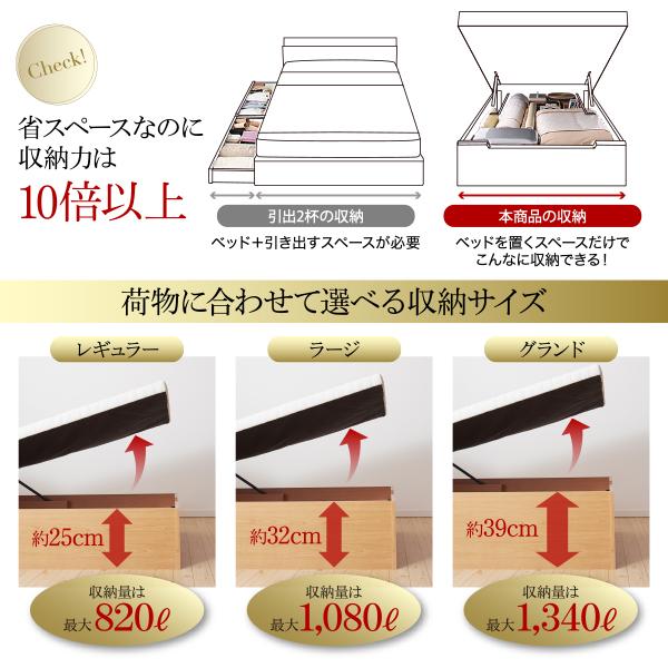クイーンベッド 格安 激安 大型跳ね上げ すのこベッド お客様組立 エスブレス ベッドフレームのみ 縦開き クイーン(SS×2) 【リゼロスベッドフレーム】 ラージ