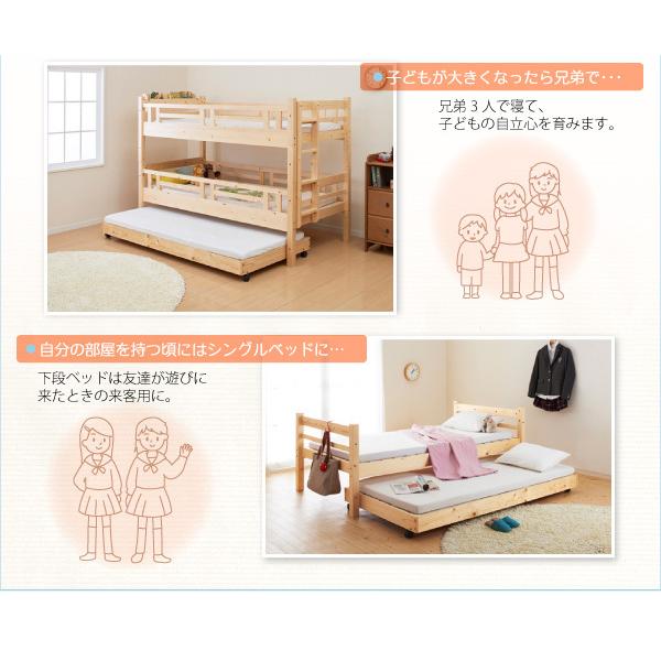 ペアセット 子供ベッド タイプが選べる頑丈ロータイプ 収納式ベッド フェリチカ ベッドフレームのみ ペアセット シングル