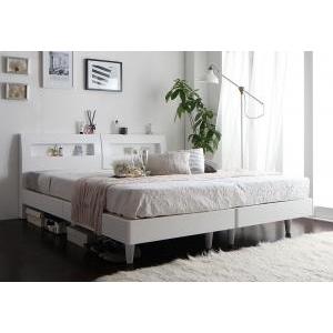 クイーンベッド マットレス付き 棚 コンセント付き デザインすのこベッド ウィンダミア スタンダードポケットコイルマットレス付き クイーン(SS×2)