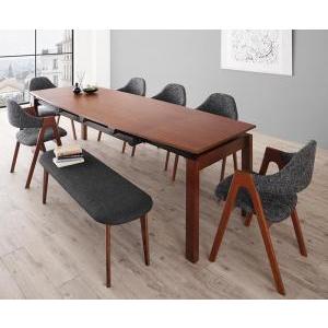 【送料無料】 激安 ダイニングテーブルセット ファミリー向け 伸縮 人気 おすすめ ダイニング 8点セット【テーブル+チェア6脚+ベンチ1脚】W140-240 500026971