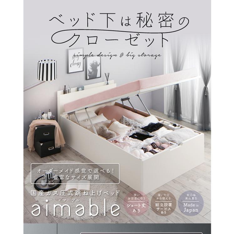組立設置付 クローゼット跳ね上げベッド エマーブル ベッドフレームのみ 縦開き セミシングル レギュラー丈 深さラージ