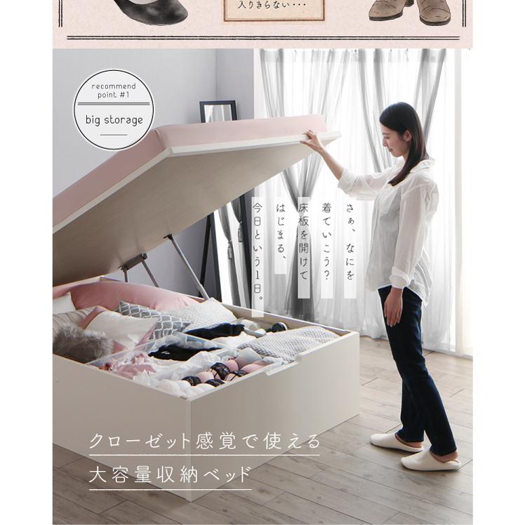 組立設置付 クローゼット跳ね上げベッド エマーブル ベッドフレームのみ 縦開き セミシングル レギュラー丈 深さラージ