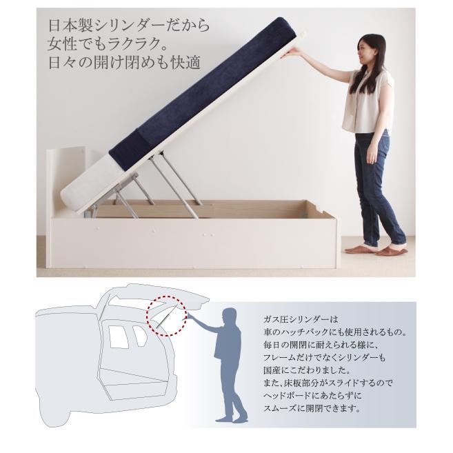 お客様組立 フラットヘッドコンセント付跳ね上げ収納ベッド ムランテ 薄型プレミアムボンネルコイルマットレス付き シングル 深さレギュラー_7