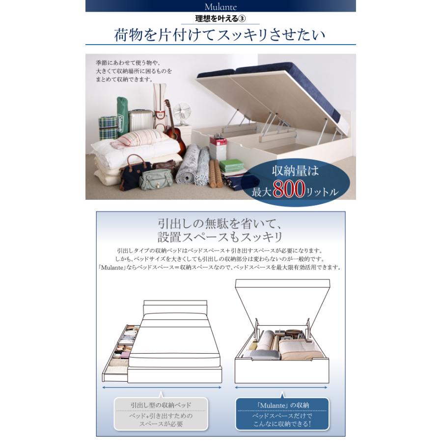 お客様組立 フラットヘッドコンセント付跳ね上げ収納ベッド ムランテ 薄型プレミアムボンネルコイルマットレス付き シングル 深さラージ_8