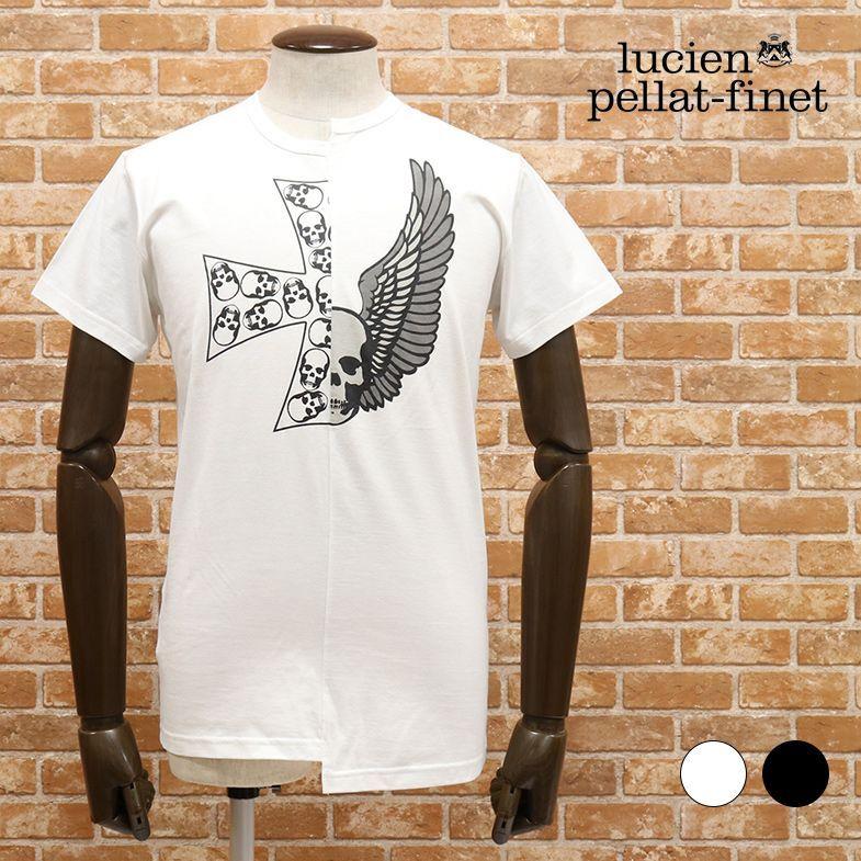 上質で快適 春夏 Lucien Pellat Finet イタリア製tシャツ なめらかジャージー ドッキング アシンメトリー スカル クロス フェザー 丸首 半袖 ストリート メンズ ペラフィネ 正規激安 Bitcoinbro Frankhawley Com