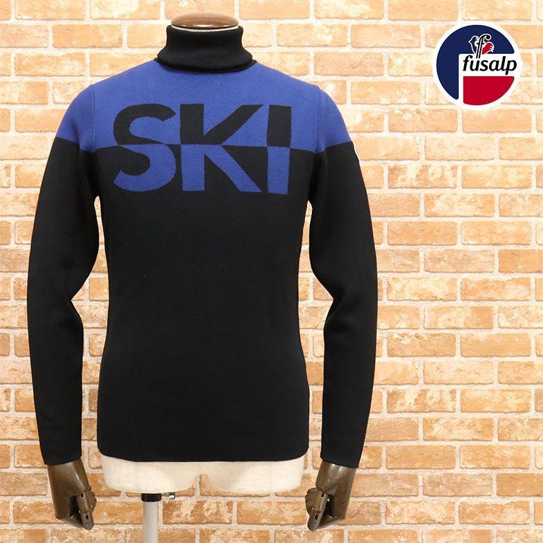 国内発送 送料無料 セーター スポーティー 30代 40代 フランスブランド 秋冬 Fusalp タートルネック ニット なめらかレーヨン ポリ ジャガード Skiロゴ レタード 袖ワッペン セーター スポーティー 30代 40代 メンズ ファッション トップス