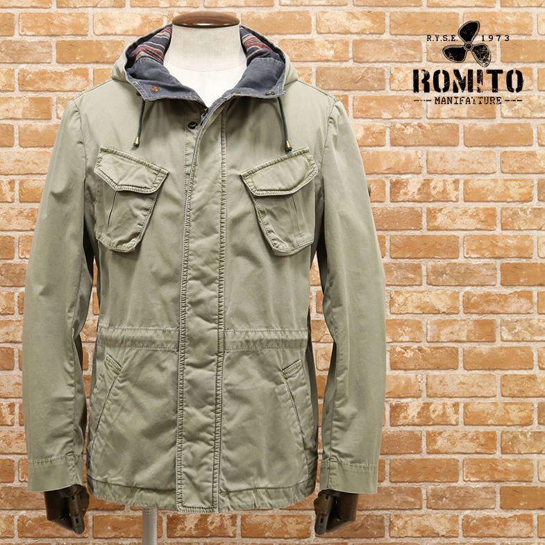 完売 送料無料 ジャンパー アウター メンズ イタリアブランド ストリート ワイルド イタリア製 ガーメントダイ フード ツイル伸縮 ミリタリーブルゾン Manifatture Romito 秋冬 ヴィンテージ 渋い ワイルド アウター ジャケット