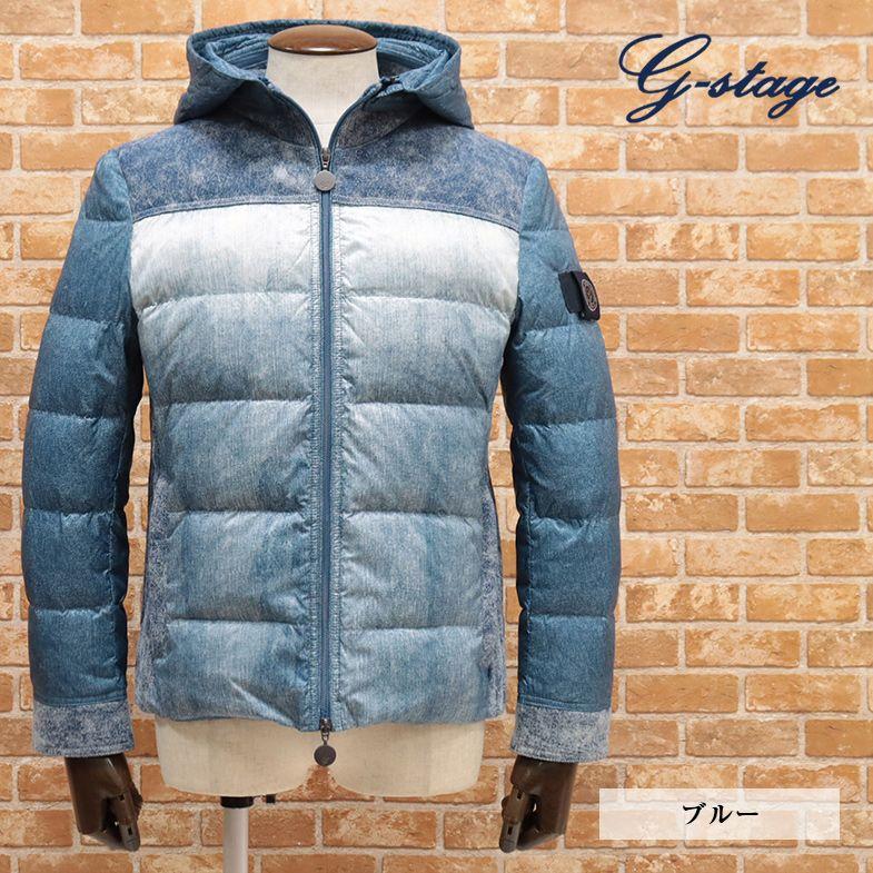 アウトレット】g-stage ダウンジャケット 撥水 軽量 デニム プリント