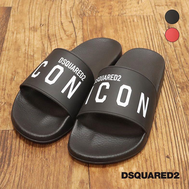 DSQUARED2 ディースクエアード ICONロゴ スライドサンダル レッド