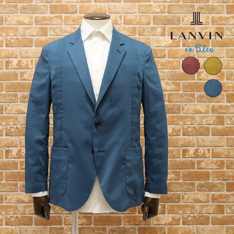 春夏 LANVIN en Bleu プリーツ カラージャケット 清涼 リネン混 無地