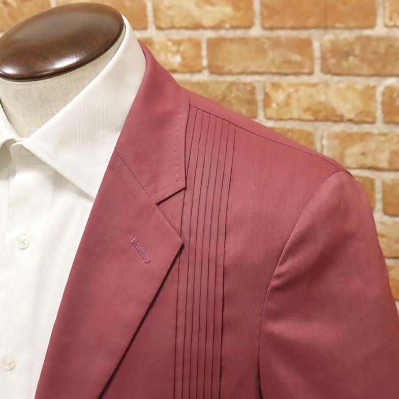 春夏 LANVIN en Bleu プリーツ カラージャケット 清涼 リネン混 無地