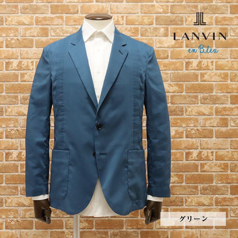 春夏 LANVIN en Bleu プリーツ カラージャケット 清涼 リネン混 無地