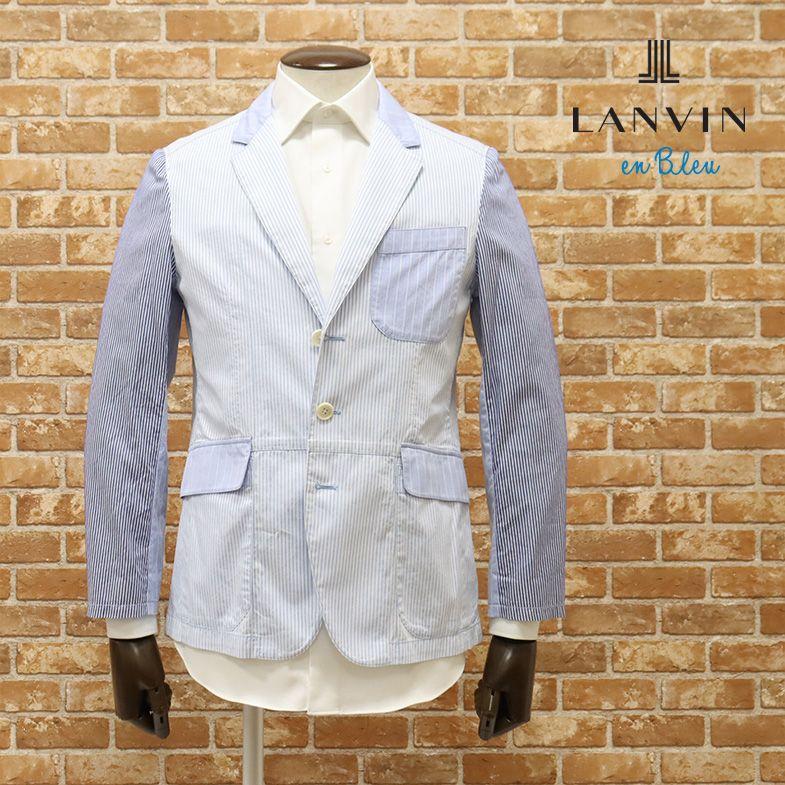春夏 LANVIN en Bleu ドッキング ジャケット さらっと綿 先染