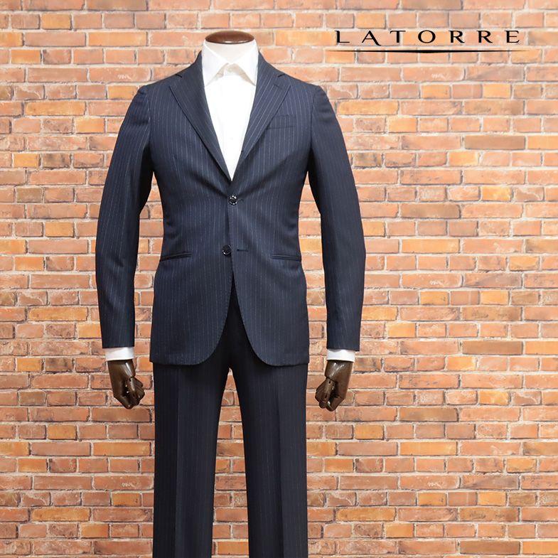 アウトレット65％OFF】LATORRE ストライプ柄スーツ なめらか美艶ウール 