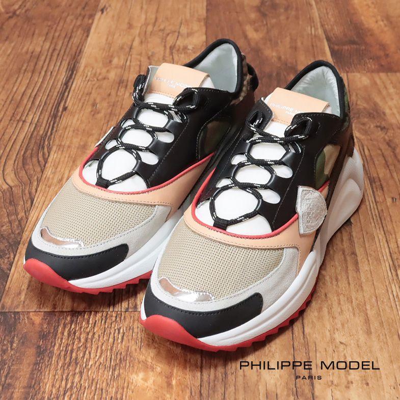PHILIPPE MODEL スニーカー EZE CC レザー＆ファブリック 迷彩 