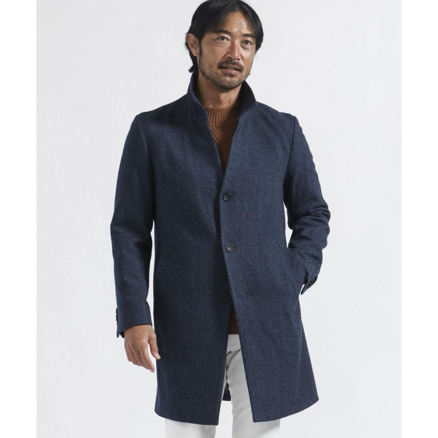 新品未使用】テットオムネイビースタンドカラーコート ウールカシミヤ混
