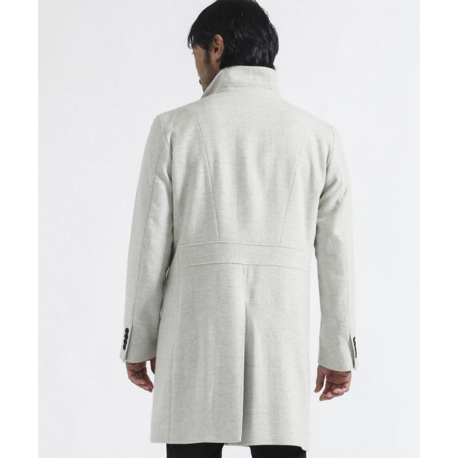 TETE HOMME 秋冬 スタンドカラー コート ウール カシミヤ混カルゼ 無地 