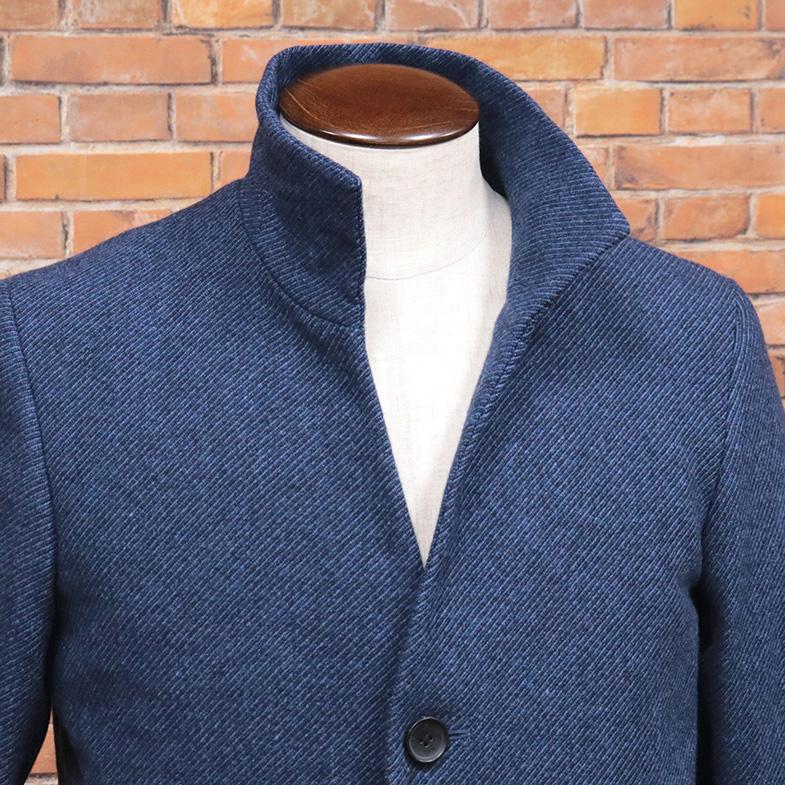 新品未使用】テットオムネイビースタンドカラーコート ウールカシミヤ混