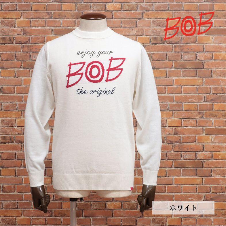 BOB 【アウトレット60%OFF】BOB 丸首ニット 保温◎ ホットレイ 刺繍 