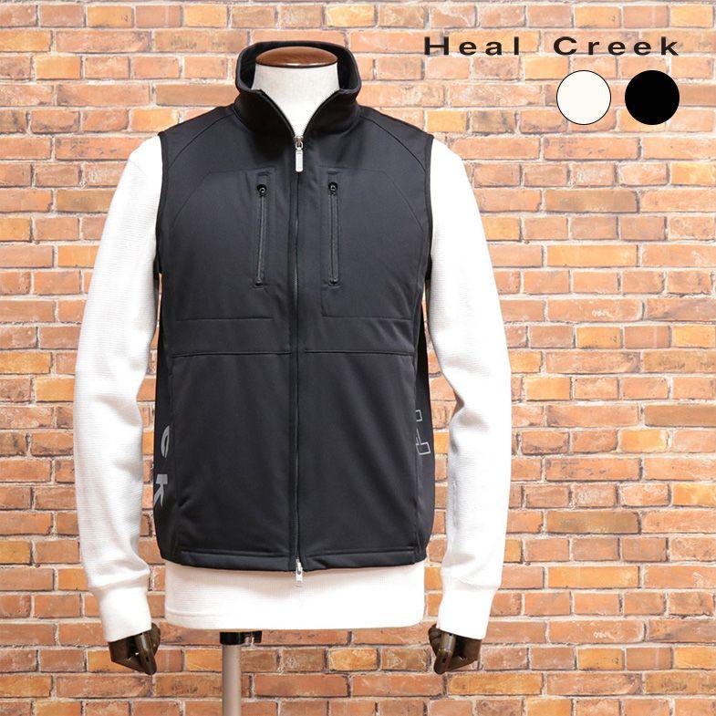 秋冬 Heal Creek ベスト 抜群の伸縮性◎ 快適 ロゴ プリント ジップ 