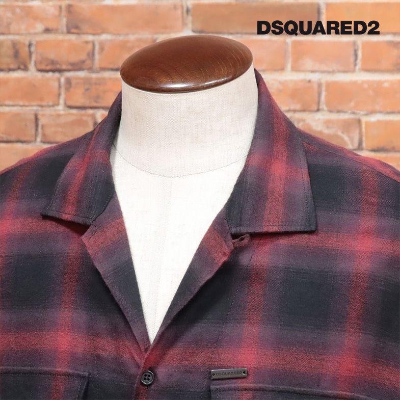 DSQUARED2 秋冬 ネルシャツ S71DM0513 チェック柄 ワーク調 開襟 