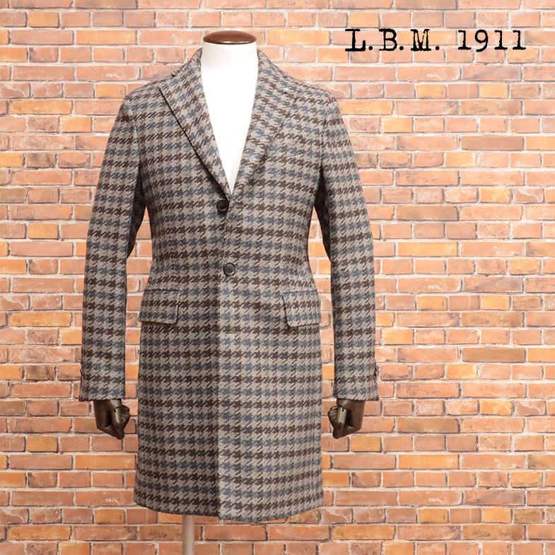 秋冬 L.B.M.1911 チェスターコート ウール カシミヤ混ツイード 千鳥格  