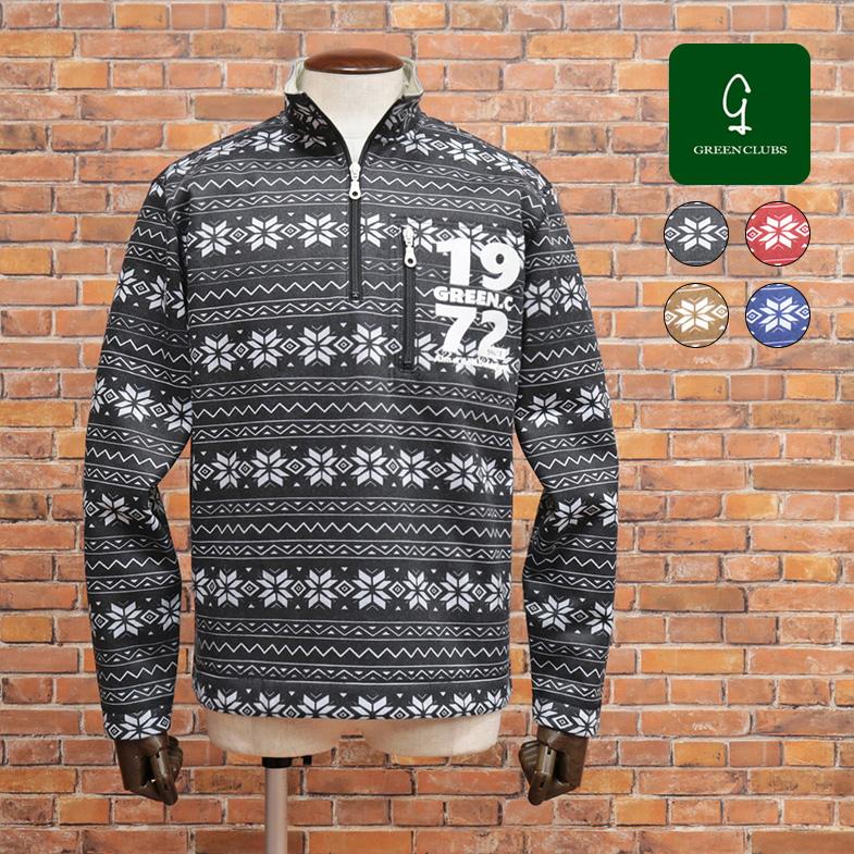 23秋冬 GREENCLUBS ハーフジップニット ジャガード ノルディック柄 裏 