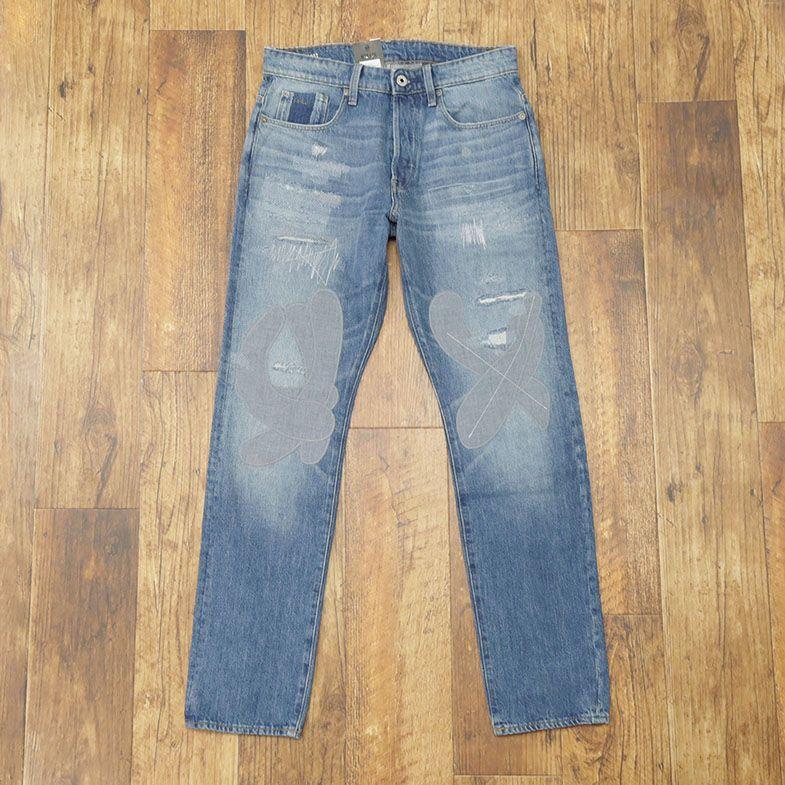 G-STAR RAW パッチワーク デニムパンツ 3301 STRAIGHT TAPERED 
