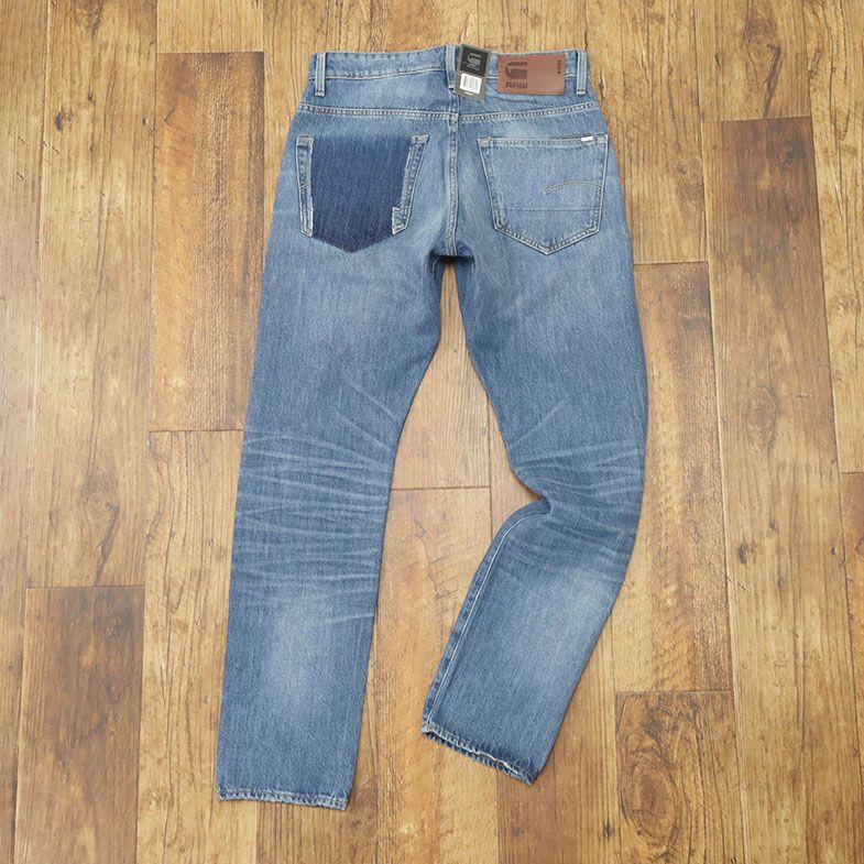 G-STAR RAW パッチワーク デニムパンツ 3301 STRAIGHT TAPERED 