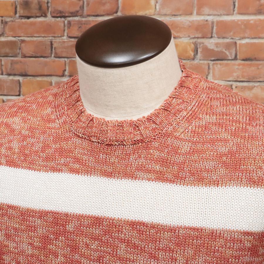 春夏 Settefili Cashmere 丸首ニット ROMA6HRM 強撚糸 清涼 ボーダー 