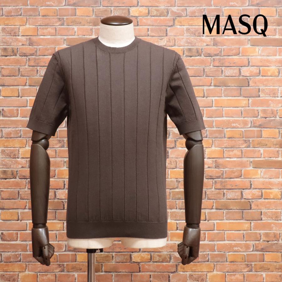 25SS MASQ サマーニット M5425-2011 やわらか綿 ストライプ イタリア製 