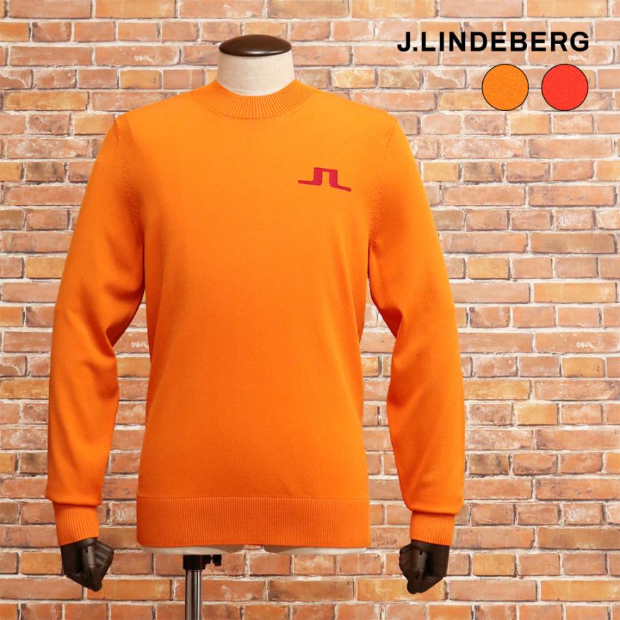 J.LINDEBERG クルーネック ニット 071-18312 ロゴ ジャカード