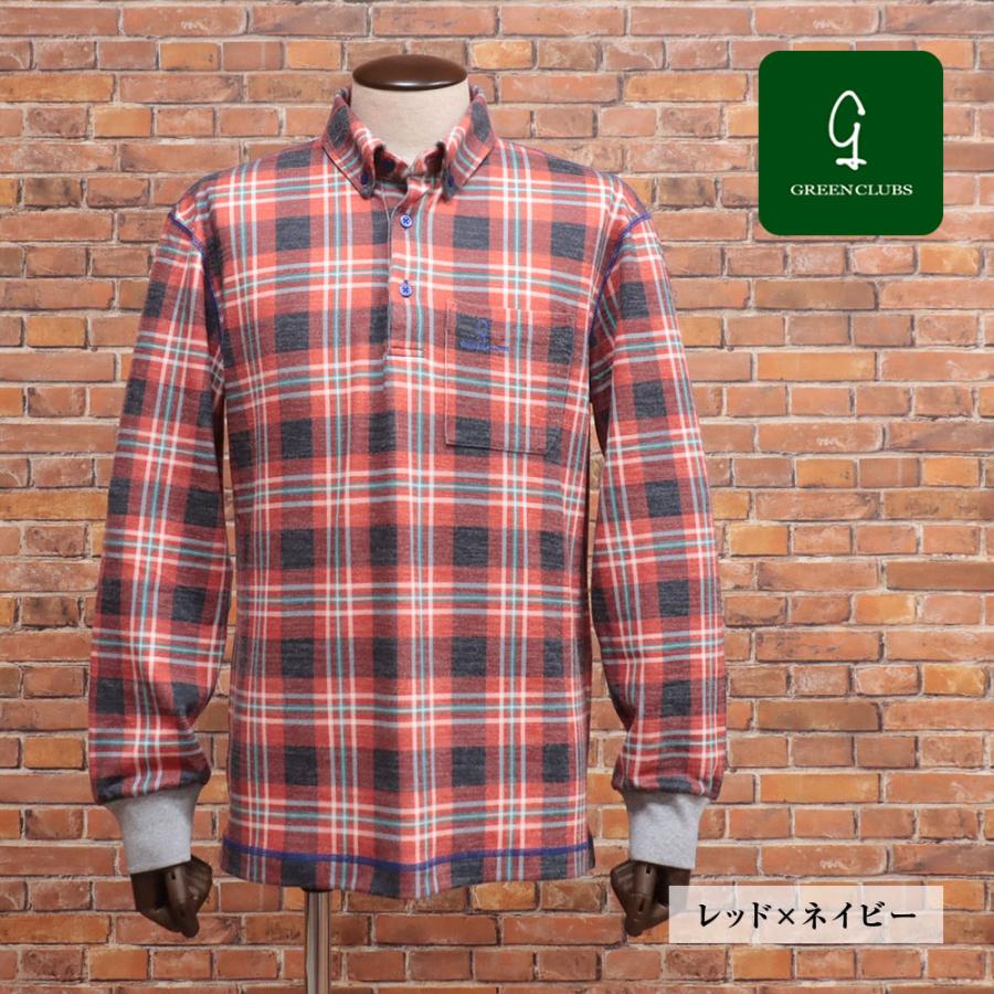 期間限定ポイント5倍】秋冬 GREENCLUBS 長袖ポロシャツ チェック