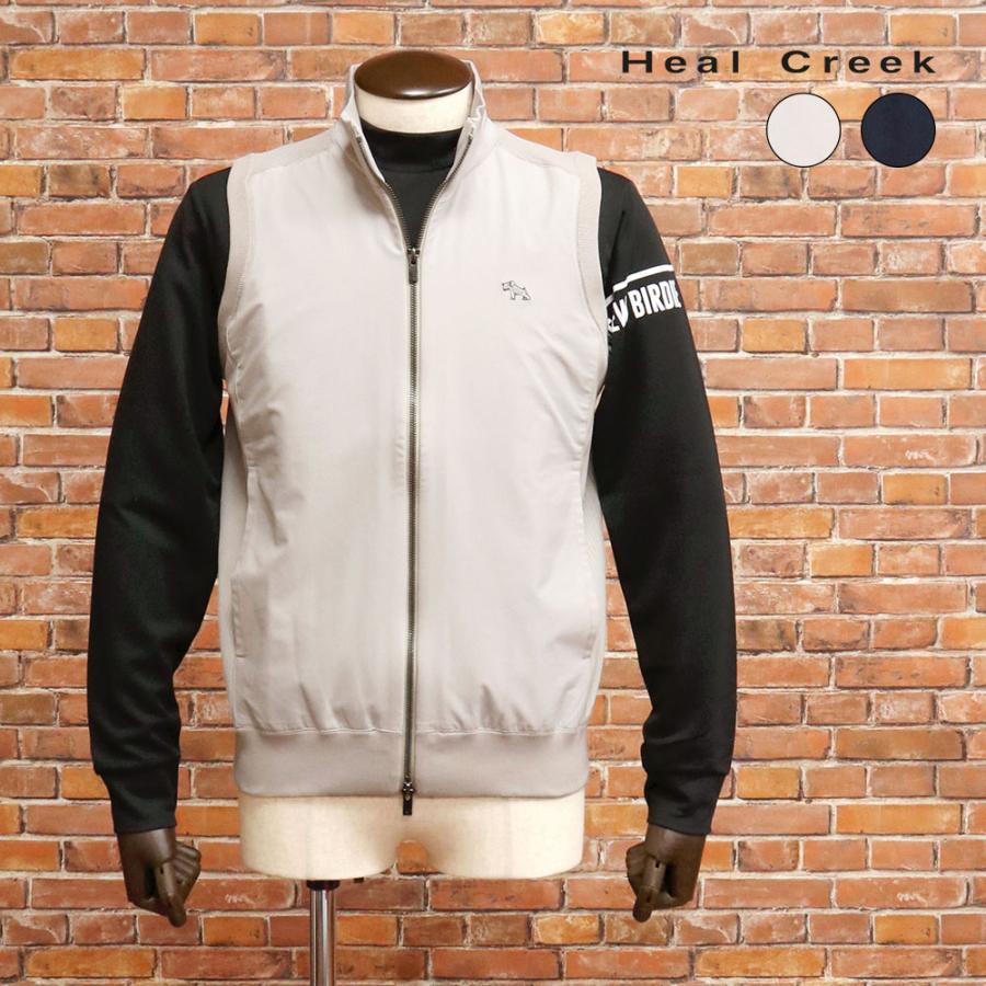 秋冬 Heal Creek ベスト 抜群の伸縮性◎ 快適 ロゴ プリント ジップ