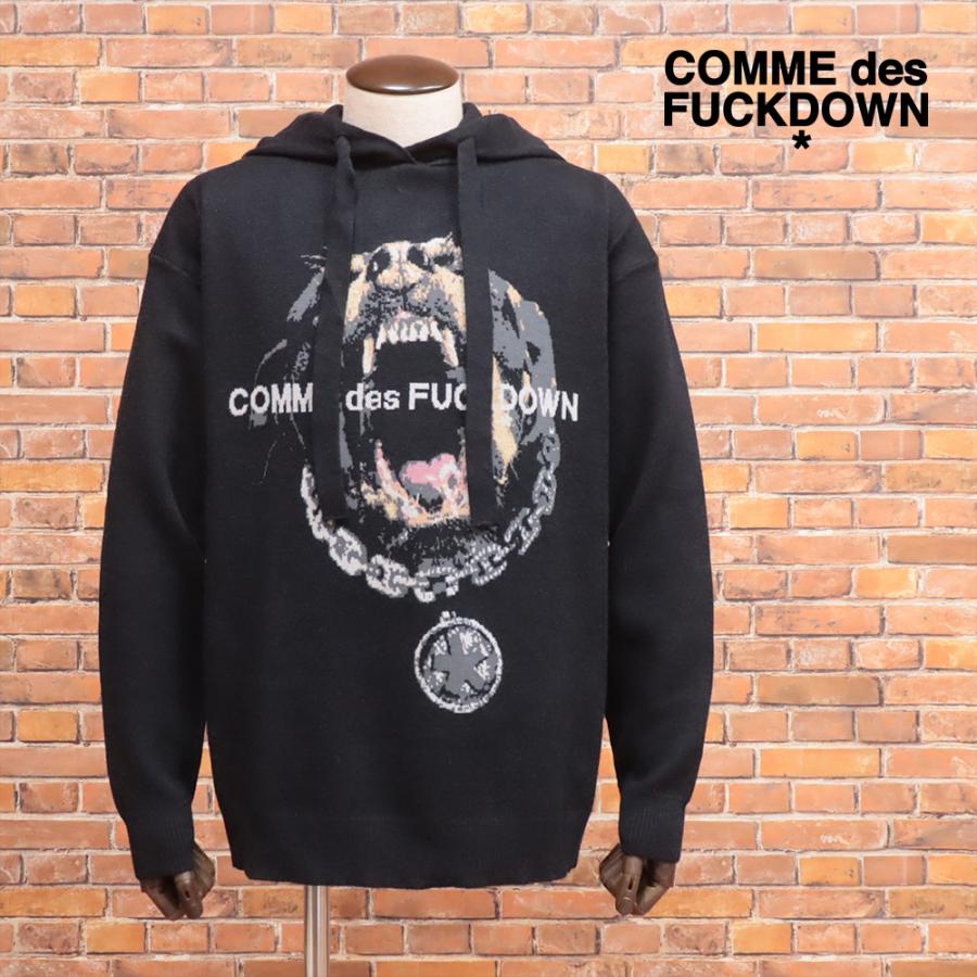 秋冬 COMME des FUCKDOWN ニットパーカー イタリア製 DOG ジャカード