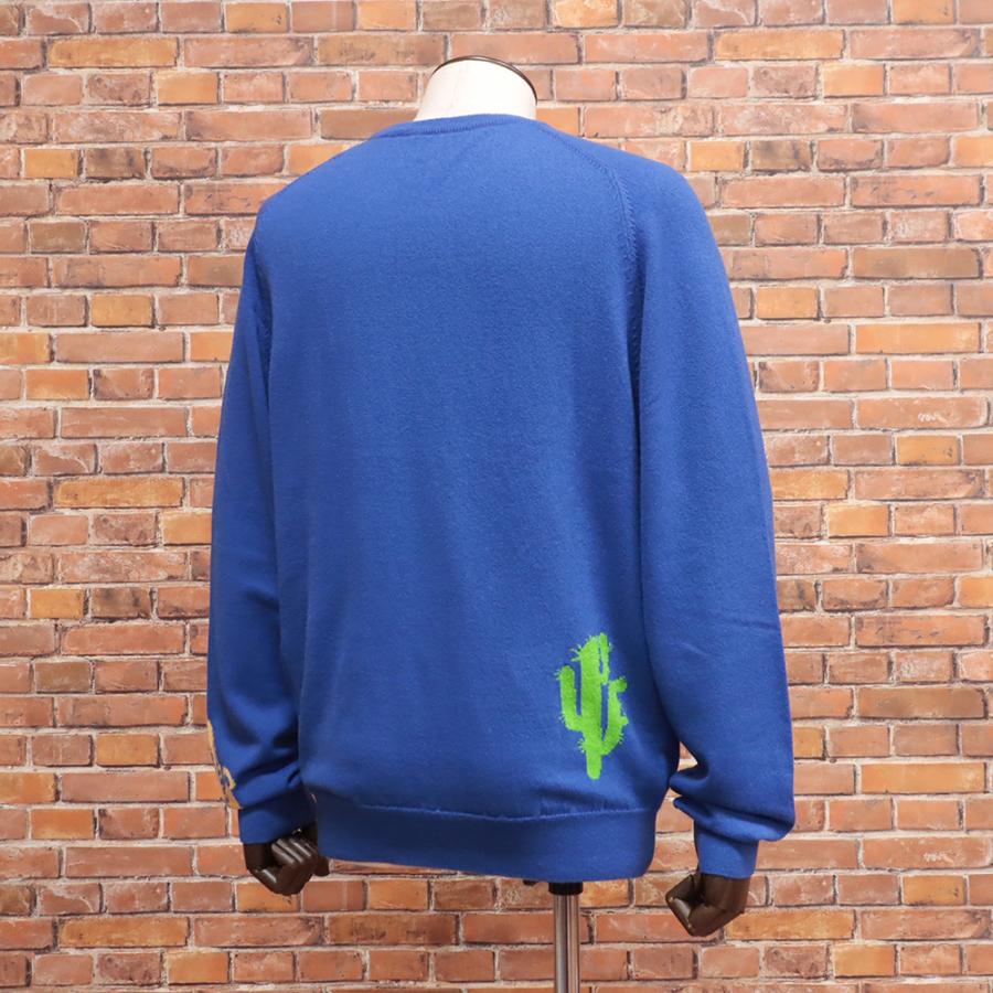 L相当 スコットランド製 ピュアカシミヤ100% ゴルフ柄 インターシャニット