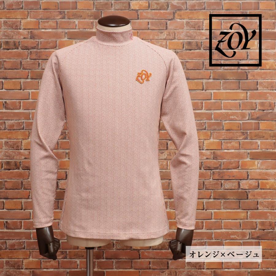 【期間限定ポイント11倍】秋冬 ZOY 長袖ハイネックTシャツ 071424012 日本製 マイクロドット 裏起毛 吸水速乾 UVカット ワッペン ゴルフ メンズ 紳士 ゾーイ | ZOY | 03
