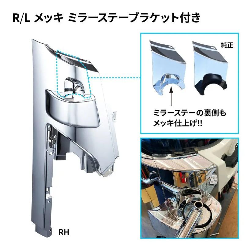 いすゞエルフNMR88系　純正コーナーパネル＆ミラーステー ジェットイノウエ JET メッキ コーナーパネル LRセット イスズ2トン 23