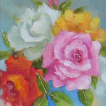 絵画 油絵 肉筆油絵 垣内宏乃 静物画 色とりどりの花 SM : a-015 