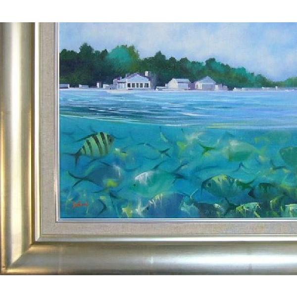 絵画 油絵 竹内敏彦 肉筆油絵 風景画 コバルトの海 F8 海ポスター魚