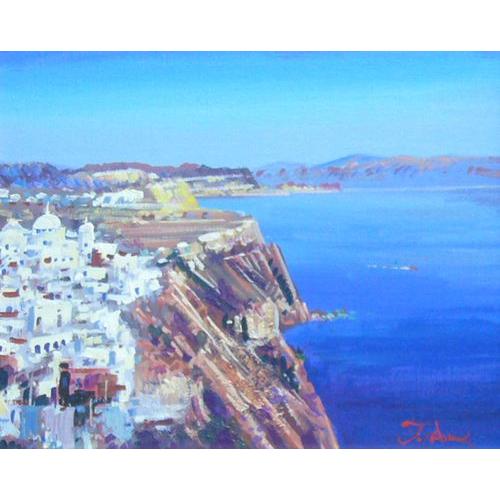 竹内敏彦 絵画 油絵 肉筆油絵 風景画 ギリシャ 送料無料 : k0557 