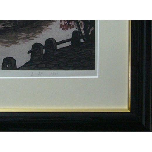 作者不詳作 木版画 風景画 額装仕立て マット付 作者不詳作 木版画 風景画 額装仕立て マット付
