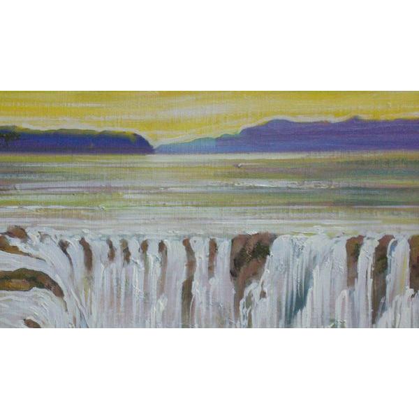 絵画 油絵 竹内敏彦 肉筆油絵 風景画 滝 F6 送料無料 : アートフジ