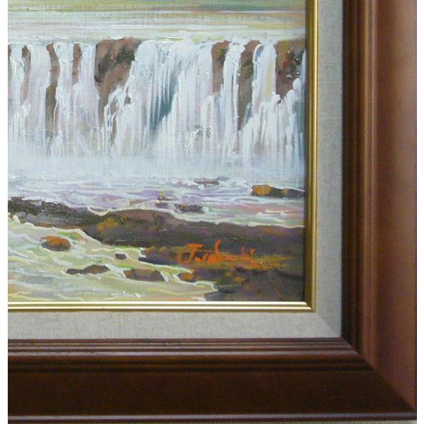 絵画 油絵 竹内敏彦 肉筆油絵 風景画 滝 F6 送料無料 : アートフジ