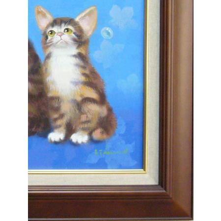 絵画 油絵 竹内敏彦 肉筆油絵 子猫の仕草 F8 : アートフジ - 通販 