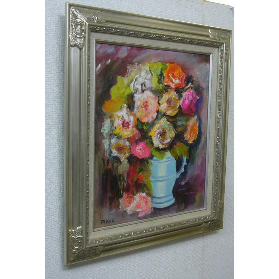 絵画 油絵 田村隆枝 肉筆油絵 静物画 バラと薔薇 F8送料無料