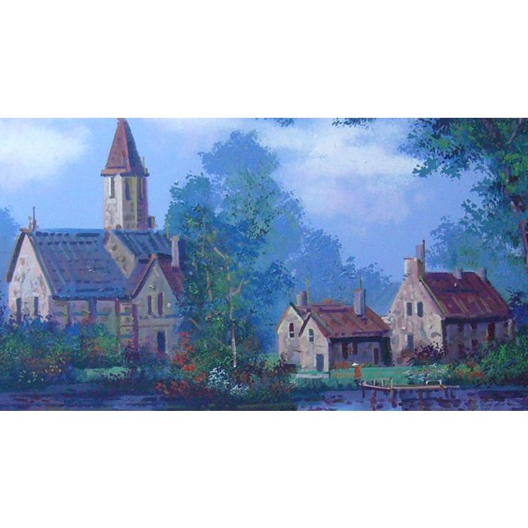 肉質油絵横F6 オランダ風景竹内敏彦額装仕上げ品