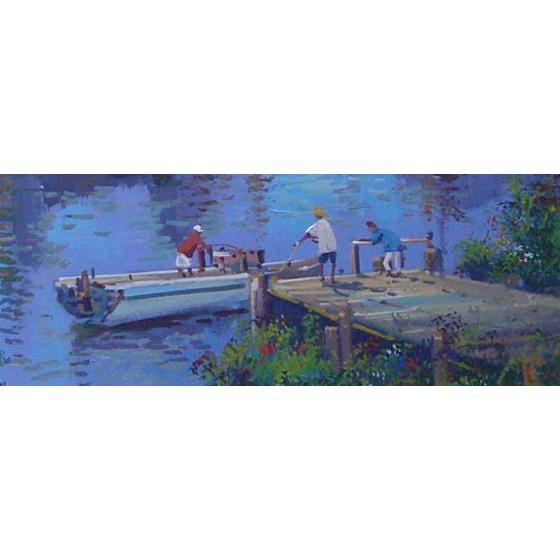 絵画 竹内敏彦 油絵 肉筆油絵 風景画 早春の流れ F6