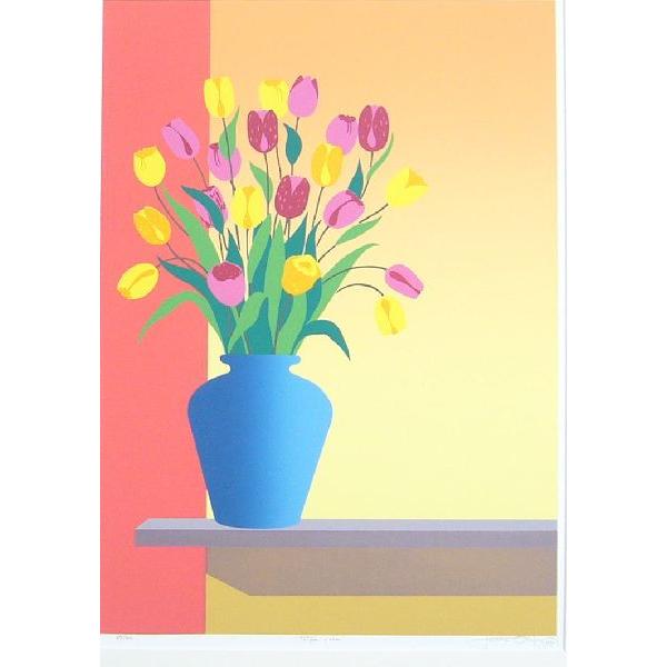 絵画・版画・リトグラフ☆花瓶とチューリップ☆ : アートフジ - 通販